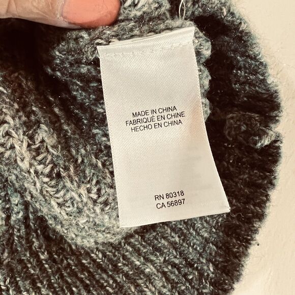 Lucky Brand Cowl Neck Sweater sz Medium Green Boxy Rib Knit Cropped - Picture 5 of 7